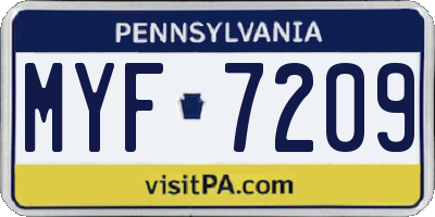 PA license plate MYF7209