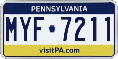 PA license plate MYF7211
