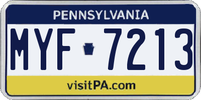 PA license plate MYF7213