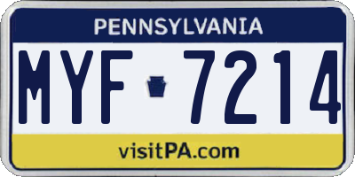 PA license plate MYF7214