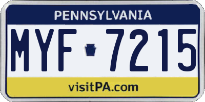 PA license plate MYF7215