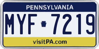 PA license plate MYF7219