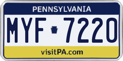 PA license plate MYF7220