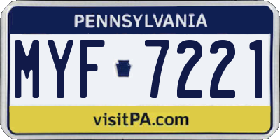 PA license plate MYF7221