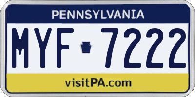 PA license plate MYF7222