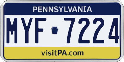 PA license plate MYF7224