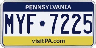 PA license plate MYF7225