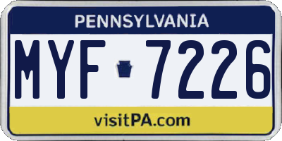 PA license plate MYF7226