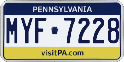 PA license plate MYF7228