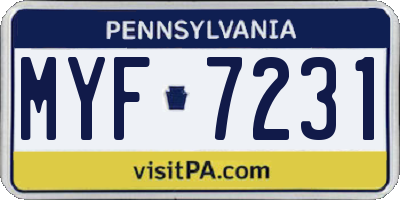 PA license plate MYF7231