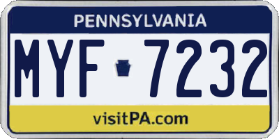 PA license plate MYF7232