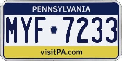 PA license plate MYF7233
