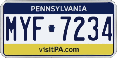 PA license plate MYF7234