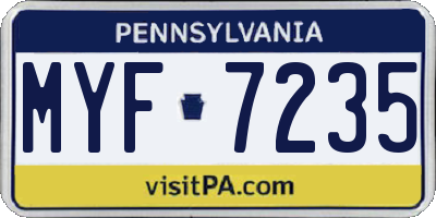 PA license plate MYF7235