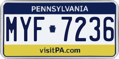 PA license plate MYF7236