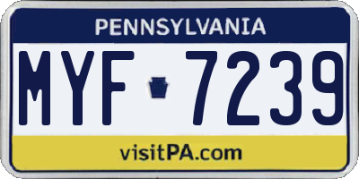 PA license plate MYF7239