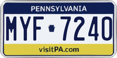 PA license plate MYF7240