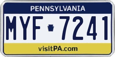 PA license plate MYF7241