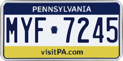 PA license plate MYF7245