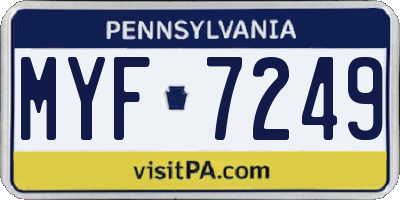 PA license plate MYF7249
