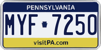 PA license plate MYF7250
