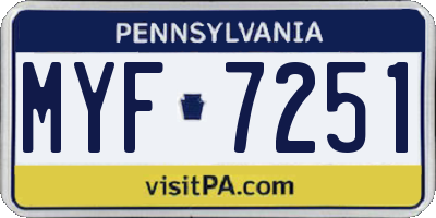 PA license plate MYF7251