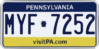 PA license plate MYF7252