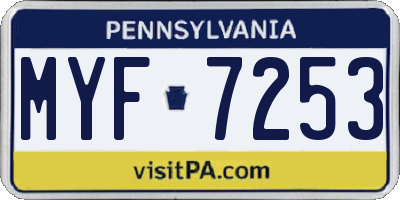 PA license plate MYF7253