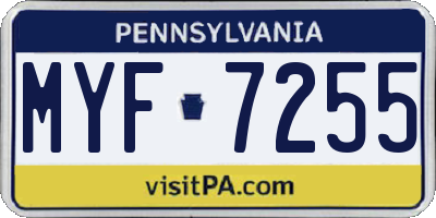 PA license plate MYF7255