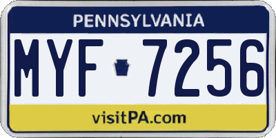 PA license plate MYF7256