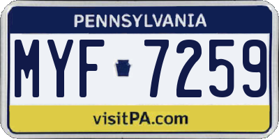 PA license plate MYF7259