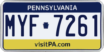 PA license plate MYF7261