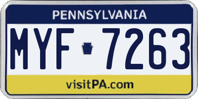 PA license plate MYF7263