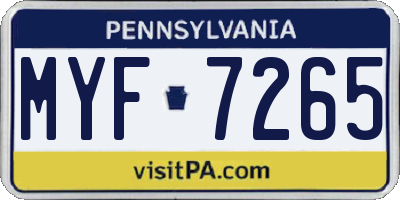 PA license plate MYF7265
