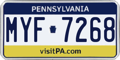 PA license plate MYF7268