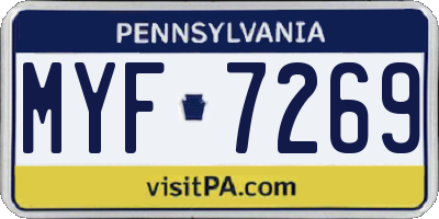 PA license plate MYF7269