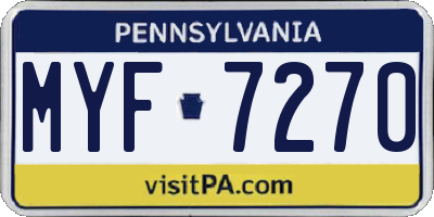 PA license plate MYF7270