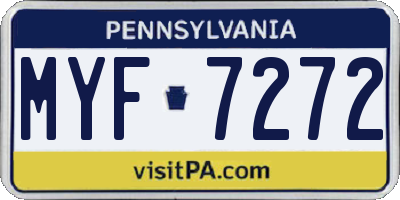 PA license plate MYF7272