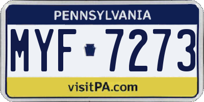 PA license plate MYF7273