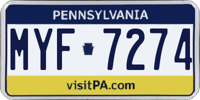 PA license plate MYF7274
