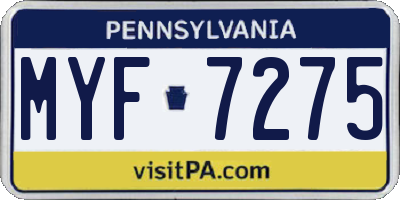 PA license plate MYF7275