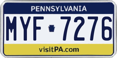 PA license plate MYF7276