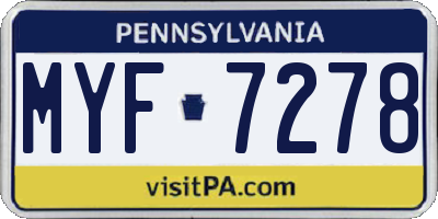 PA license plate MYF7278