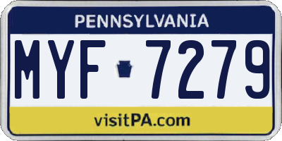 PA license plate MYF7279