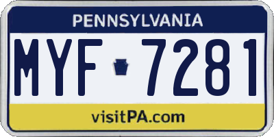 PA license plate MYF7281