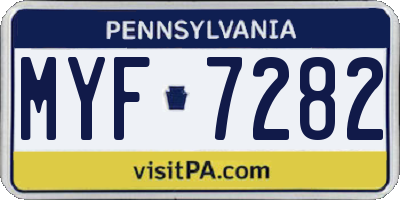 PA license plate MYF7282
