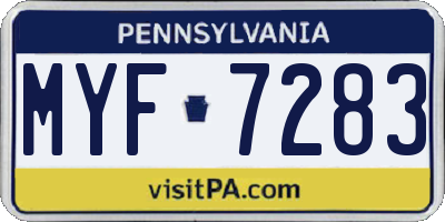 PA license plate MYF7283