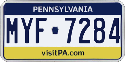 PA license plate MYF7284