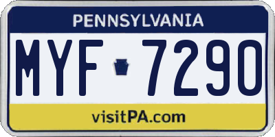 PA license plate MYF7290