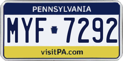 PA license plate MYF7292